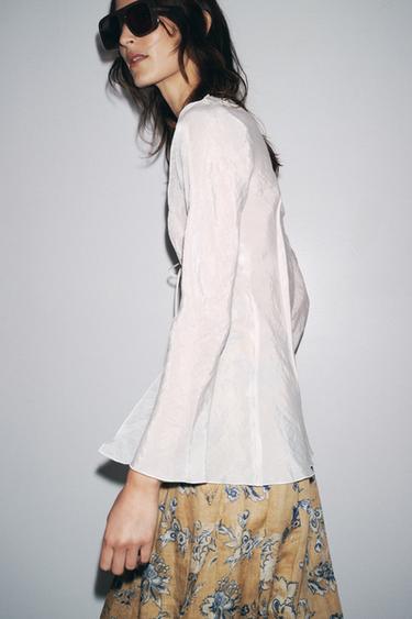 ZW COLLECTION BLOUSE WITH TIES - Oyster-white by Zara - Image 6