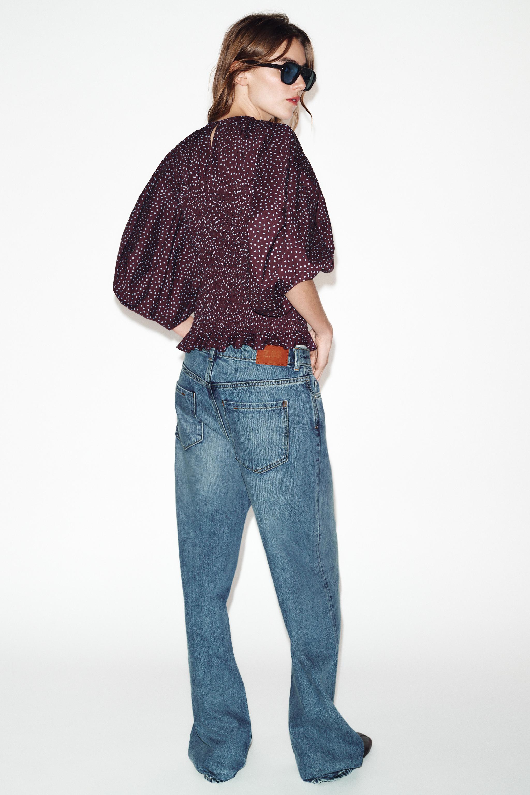 POLKA DOT BALLOON SLEEVE BLOUSE