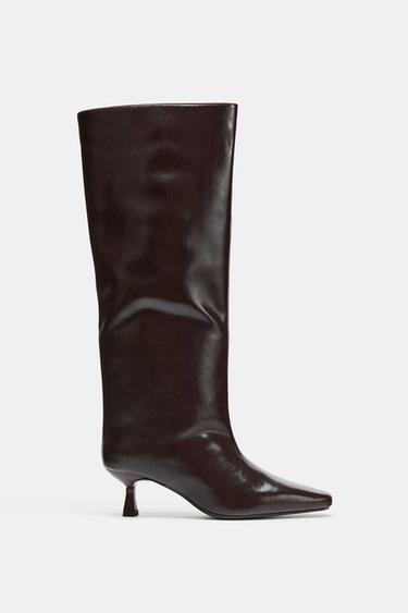 KITTEN HEEL BOOTS - Brown by Zara