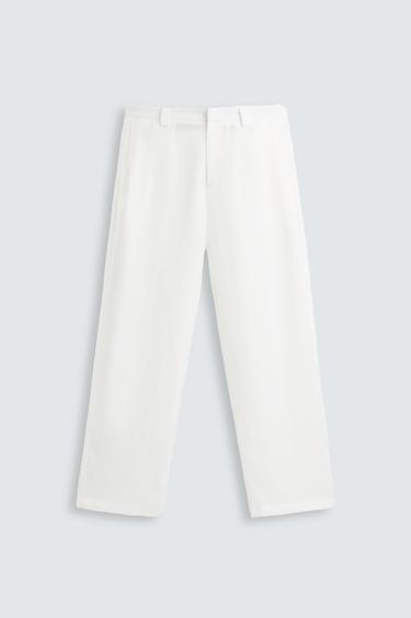 LYOCELL BLEND PLEATED TROUSERS - White by Zara