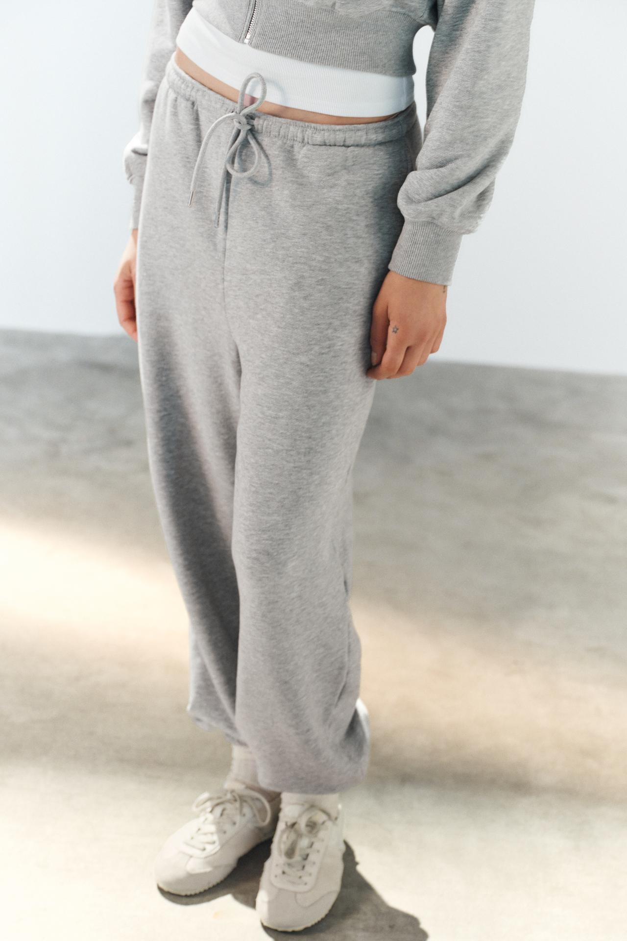 FLEECE JOGGER PANTS — Gray marl