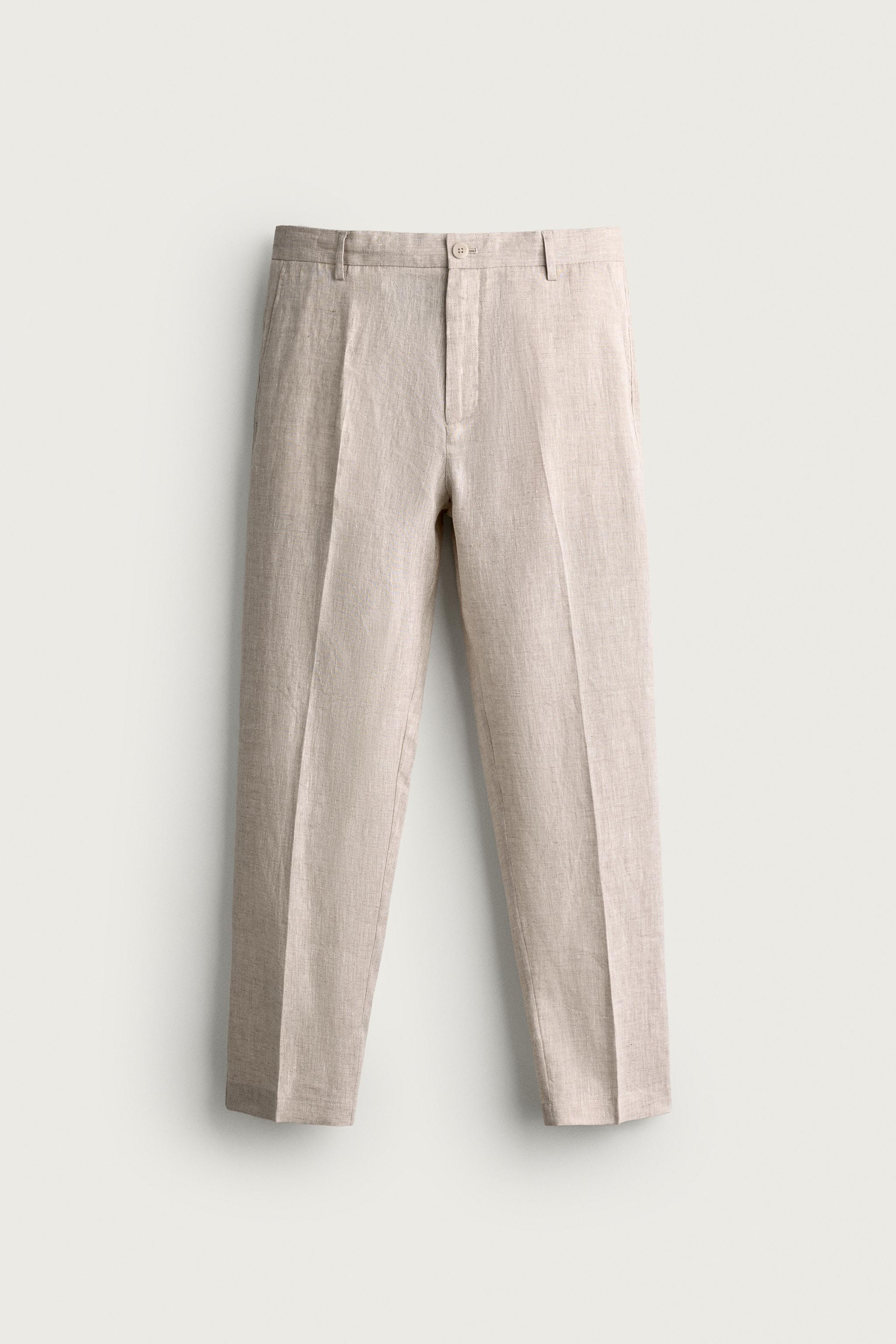 100% LINEN REGULAR FIT PANTS