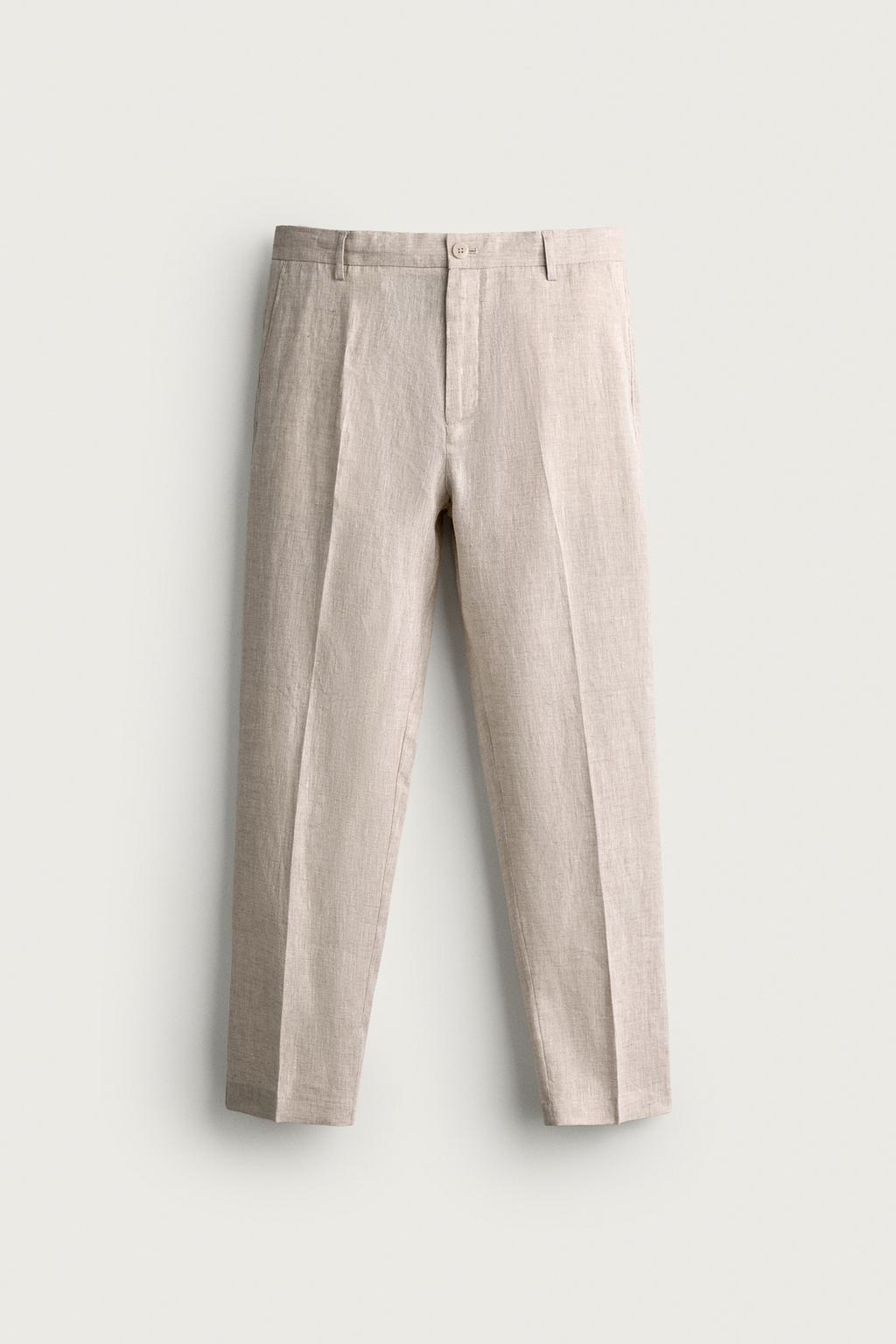 100% LINEN REGULAR FIT TROUSERS