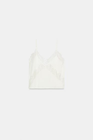 TOP LENCERO PUNTILLA - Crudo de Zara