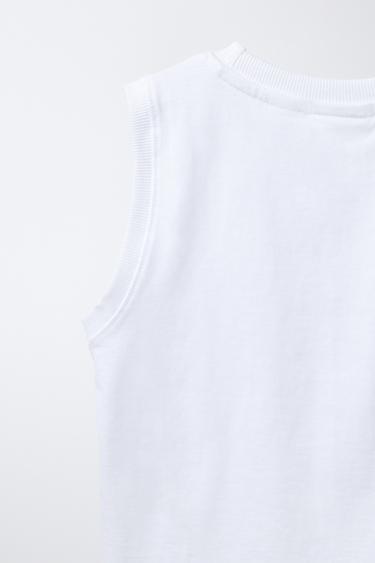 T-SHIRT UNI SANS MANCHES - Blanc de Zara - Image 3