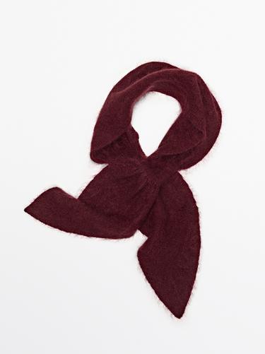 Zara 100% cashmere knit tie with bow - Burgundy