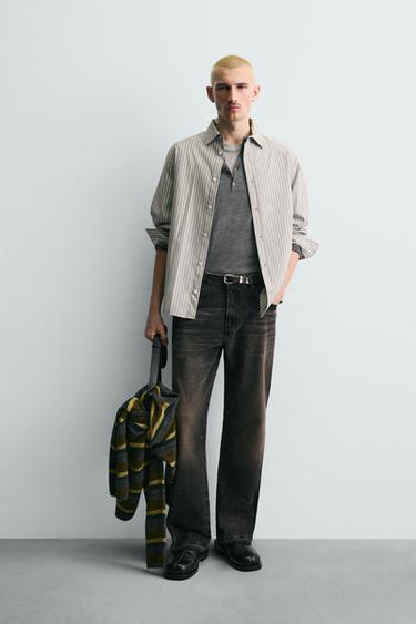 RELAXED FIT STRIPED SHIRT - Grey by Zara