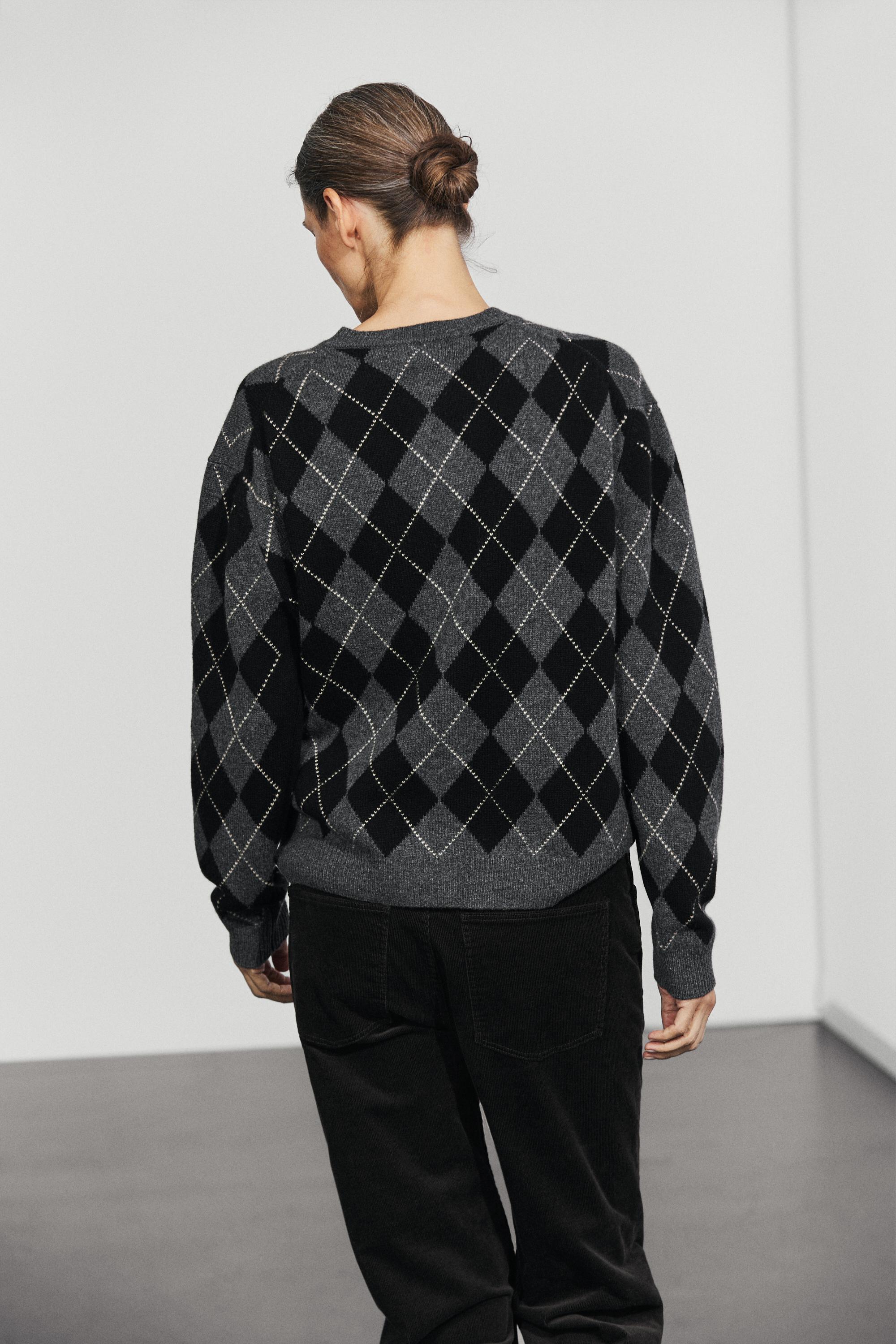 Cardigan en maille losanges 100 % laine