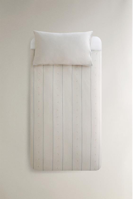 HOUSSE DE COUETTE ENFANT FLEURS ET RAYURES - Grisâtre de Zara - Image 0
