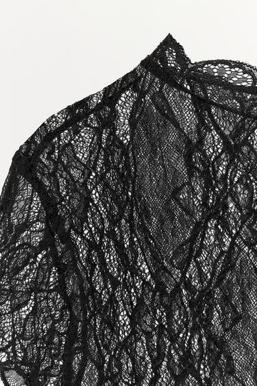 LACE CROP TOP - Black by Zara - Image 3