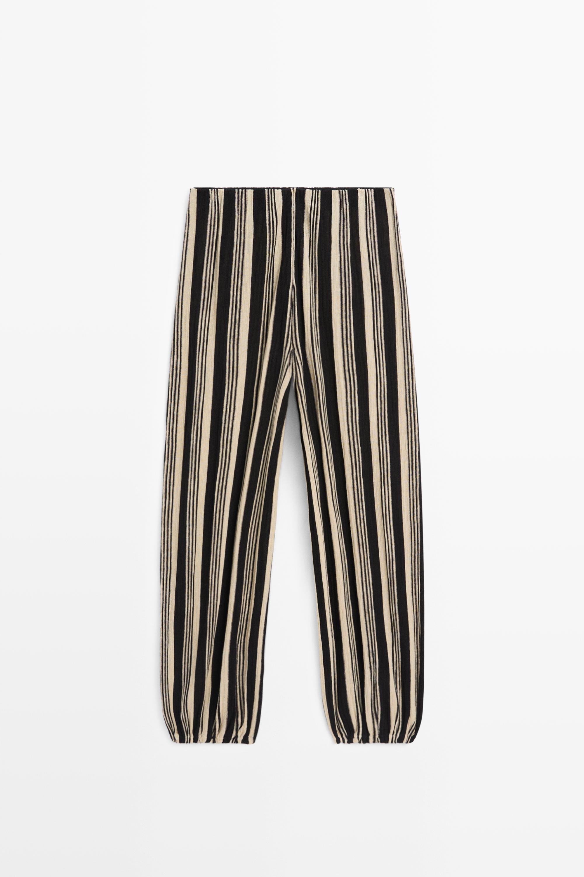 Striped sarouel co-ord pants - Black | ZARA United States