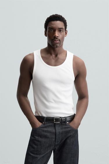 CAMISETA TANK RIB BÁSICA - Blanco de Zara
