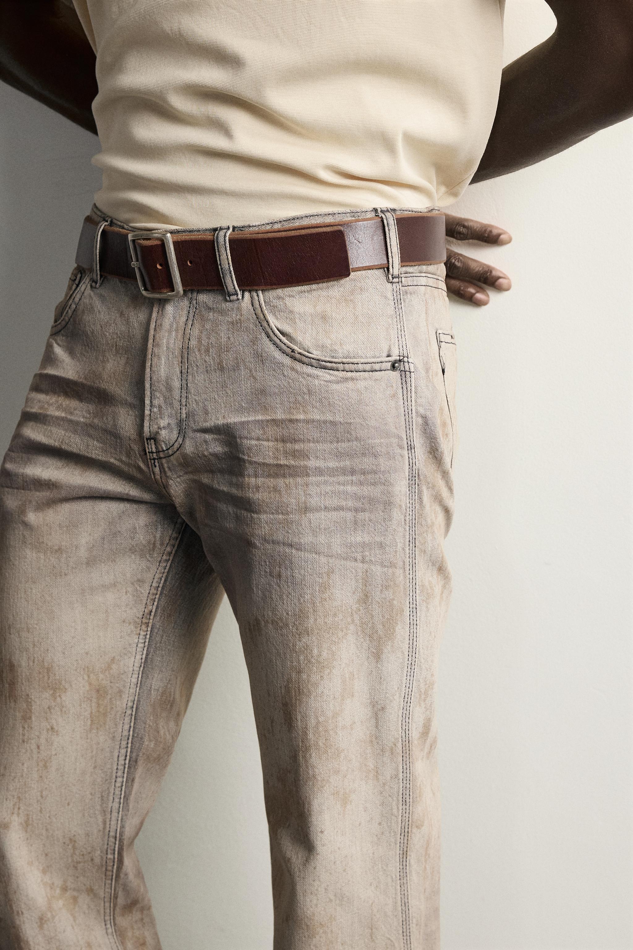 Мужские джинсы Zara LOW-RISE VINTAGE-EFFECT BOOTCUT JEANS — фото 5