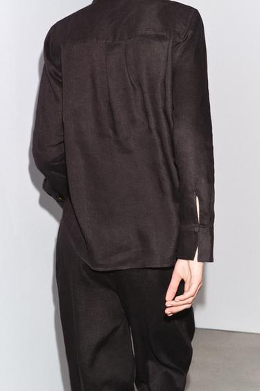 ZW COLLECTION 100% LINEN PALAZZO TROUSERS - Brown by Zara - Image 3