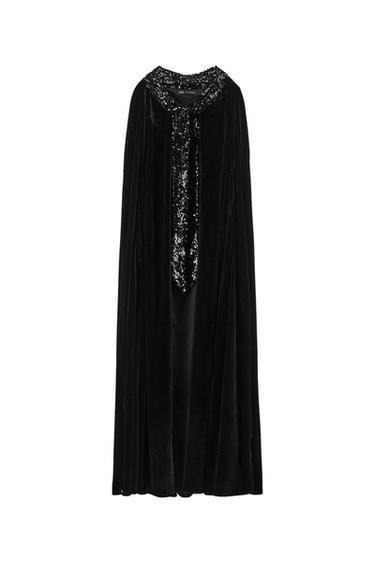 LONG SEQUINNED VELVET CAPE