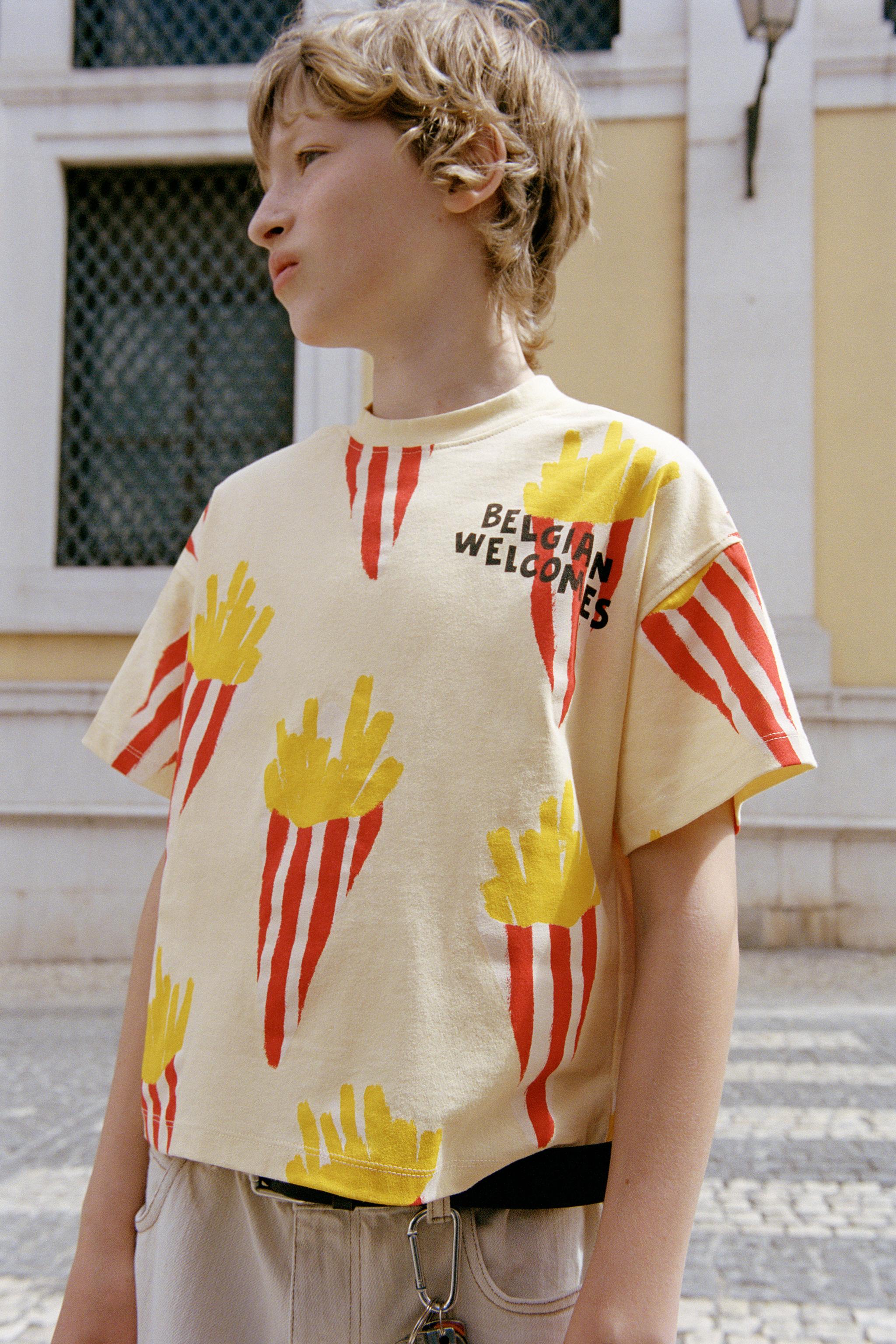 FRENCH FRY PRINT T-SHIRT — Yellow