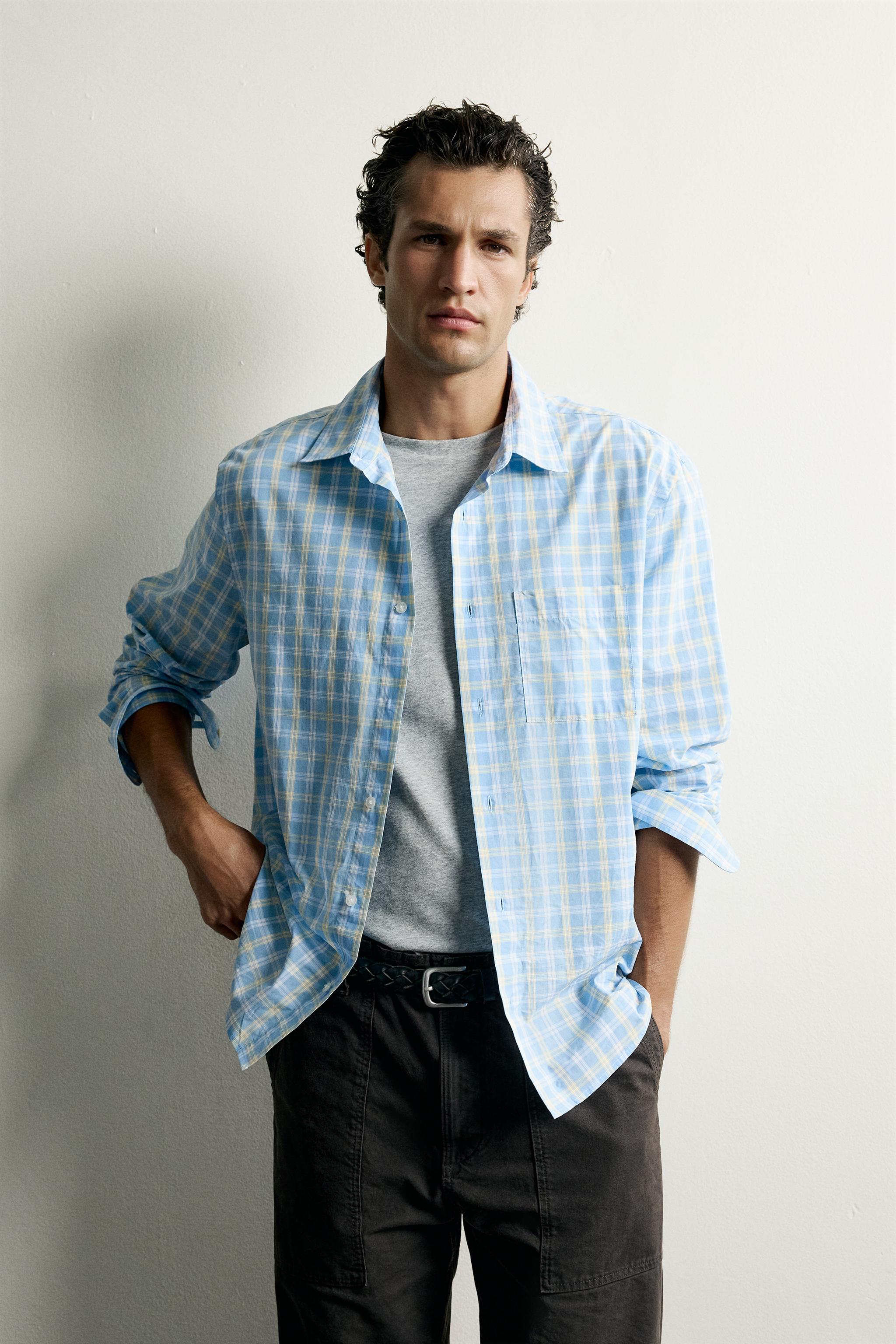 PLAID REGULAR FIT SHIRT — Sea green