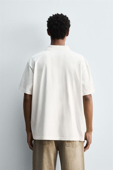 WASHED REGULAR FIT POLO SHIRT - Oyster-white by Zara - Image 2
