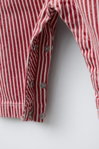 SALOPETTE LONGUE EN SERGÉ À RAYURES CŒUR - Rouge / Blanc de Zara - Image 3