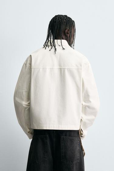 TEXTURED CROPPED FIT OVERSHIRT - Oyster-white by Zara - Image 2