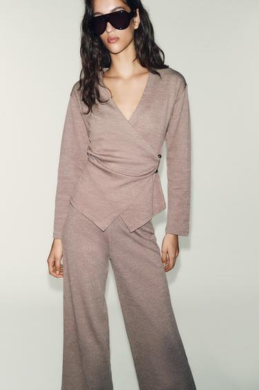 Zara SIDE BROOCH TOP - Light brown