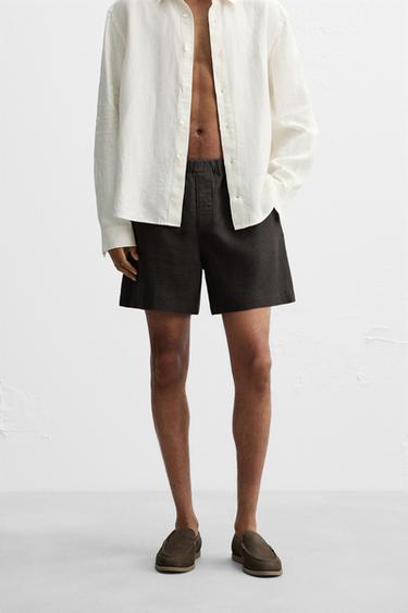 100% LINEN BERMUDA SHORTS - Anthracite grey by Zara