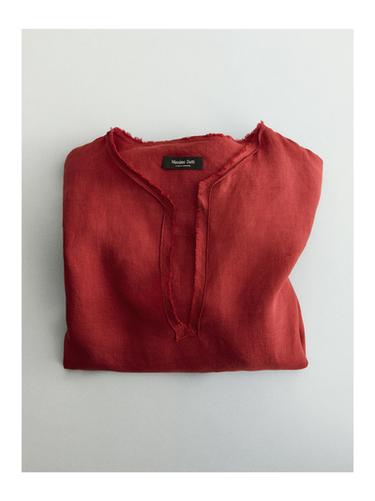 Camisa cuello mao abierto 100% lino - 599 de Zara