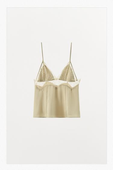 LIMITED EDITION SATIN LACE TOP - Vanilla by Zara