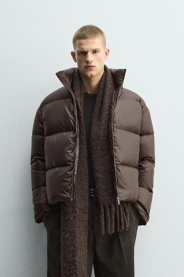Zara 80% DOWN - 20% FEATHER PUFFER JACKET - Brown