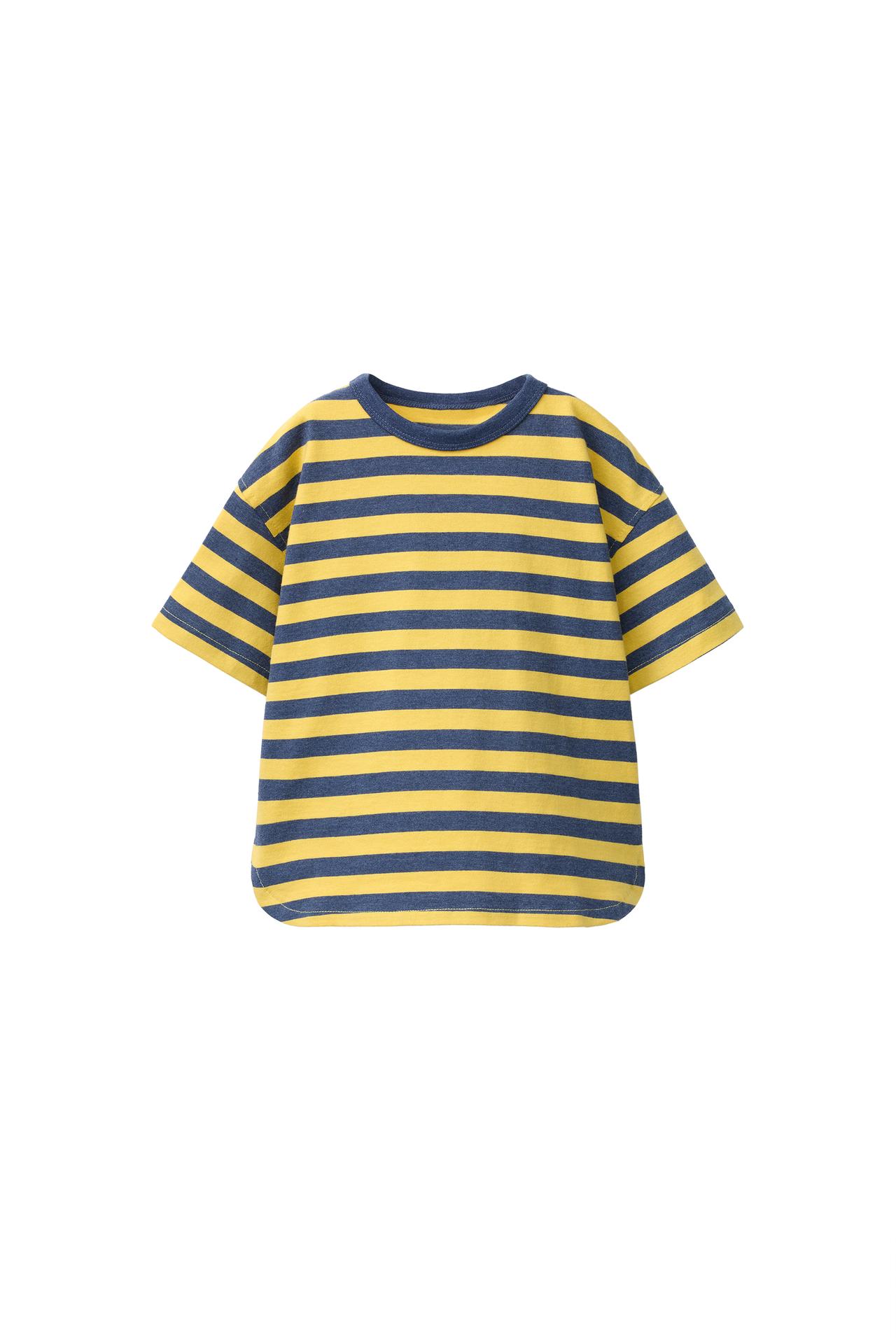 STRIPED PRINT T-SHIRT — Soft gold