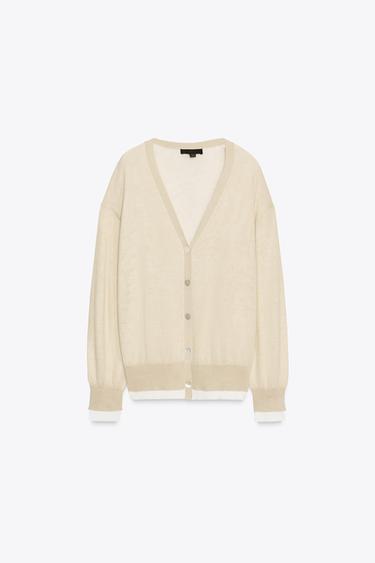 DOUBLE LAYER KNIT CARDIGAN - Sand by Zara - Image 4