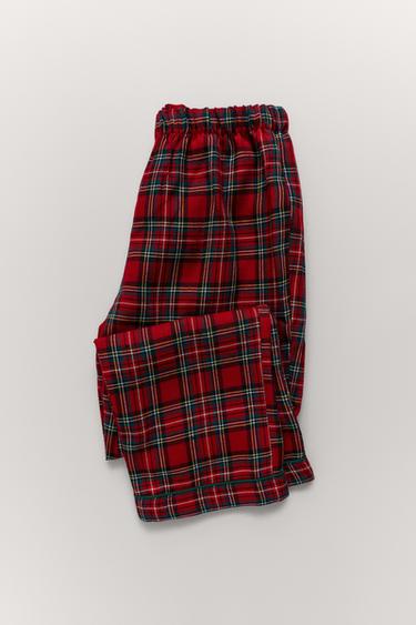 Zara 3-14 YEARS/ PLAID FLANNEL PAJAMAS - white