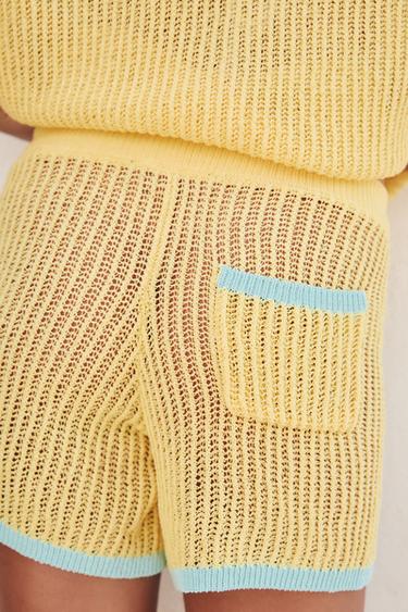 SHORT EN MAILLE - Jaune clair de Zara - Image 4