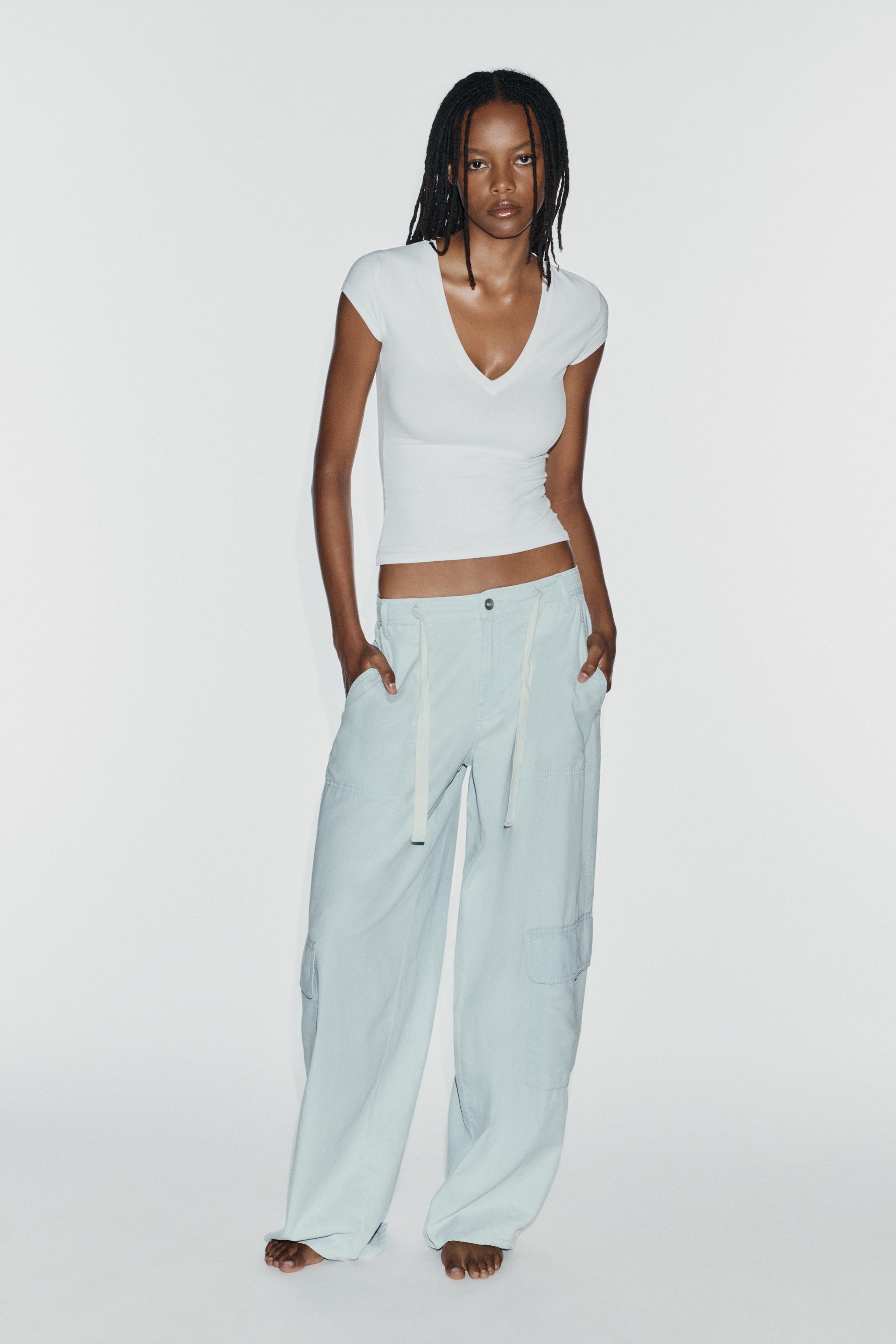 OVERSIZED FLUID CARGO PANTS — Light blue