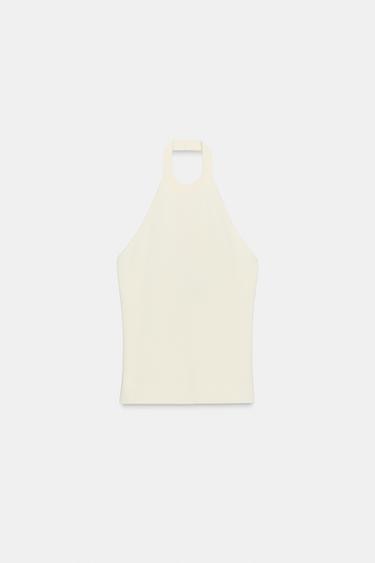 KNIT HALTER TOP - Light ecru by Zara