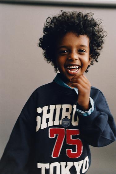 SLOGAN PATCH SWEATSHIRT - Blue by Zara