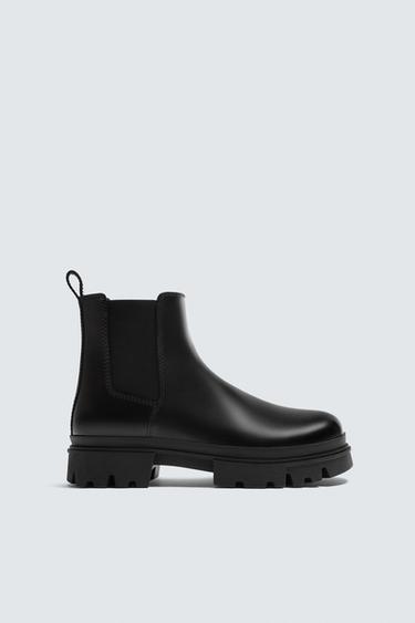 Zara THICK SOLE CHELSEA BOOTS - Black
