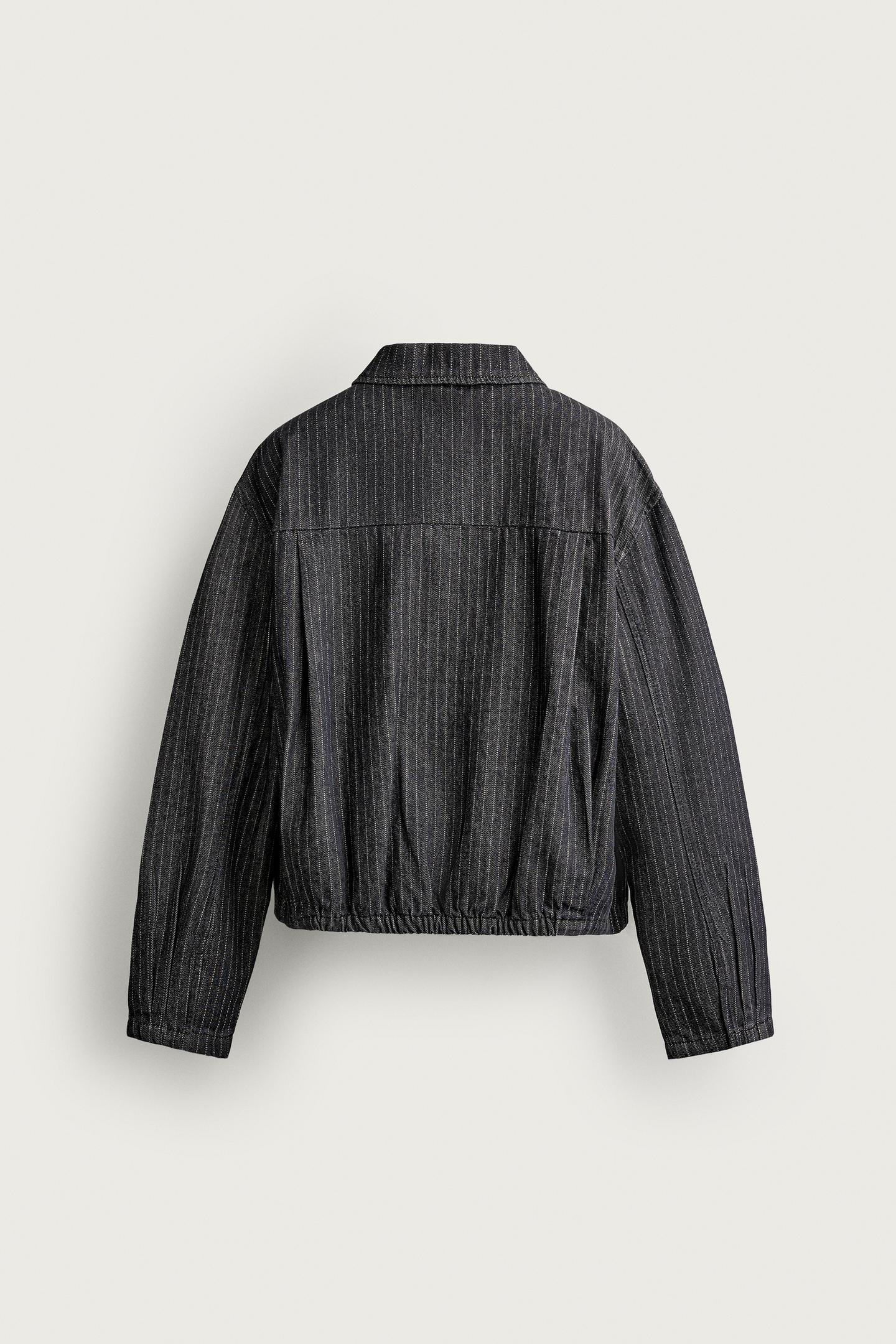 Мужская куртка Zara Pinstripe Cropped Fit, цвет: Серый — фото 9