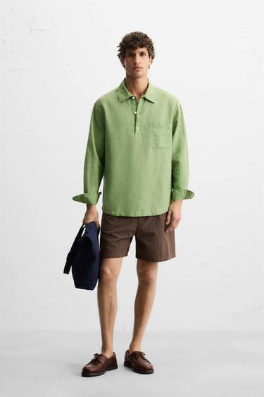 POLO-HEMD AUS LEINEN UND BAUMWOLLE - Hellgrün von Zara - Bild 0