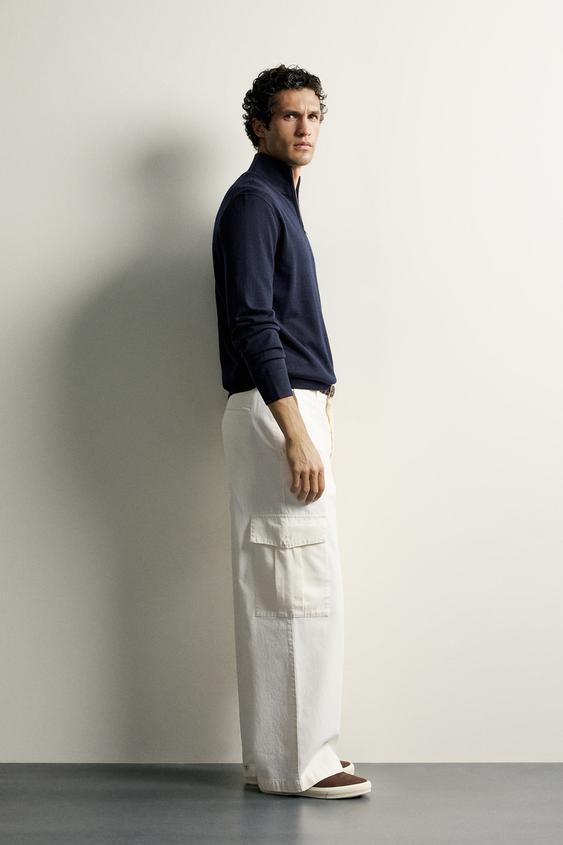 PULL 100 % LAINE À COL ZIPPÉ - Bleu marine de Zara - Image 3