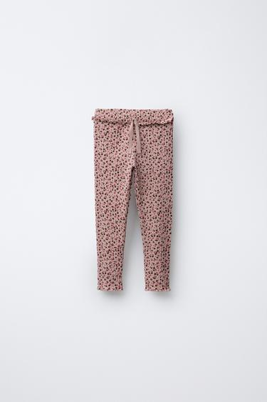 PRINTED RIBBED LEGGINGS - Pale pink by Zara - Image 0