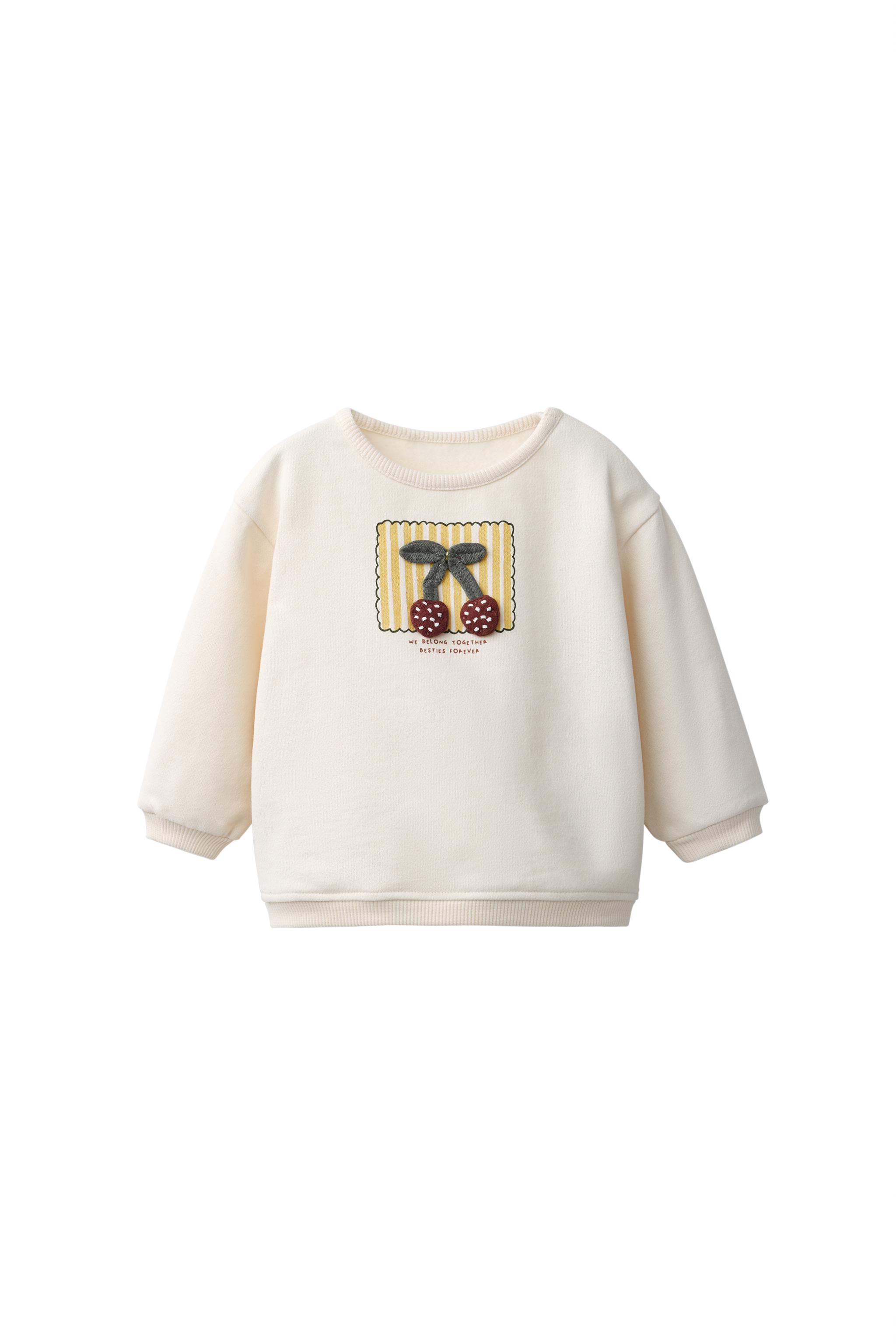 CHERRY APPLIQUÉ SWEATSHIRT - Ecru | ZARA Singapore