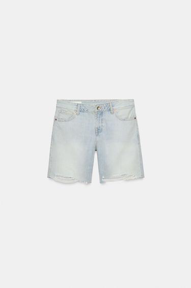 TRF DENIM BERMUDASHORTS MED MID WAIST - lys blå fra Zara
