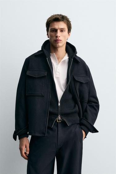 OVERSHIRT ΣΕ ΚΑΝΟΝΙΚΗ ΓΡΑΜΜΗ ΜΕ ΜΑΛΛΙ - Μπλε του Zara