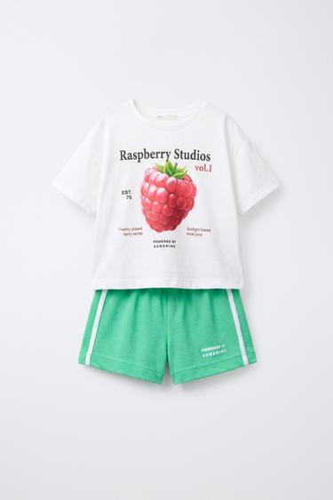 Zara AGES 6-14 / FRUIT PRINT PAJAMAS - Green