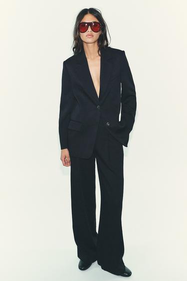 STRAIGHT FIT BUTTONED BLAZER - Navy blue by Zara