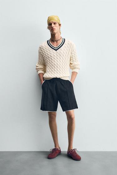 CONTRAST TOWELLING BERMUDA SHORTS - Navy blue by Zara