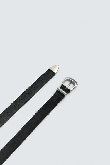 CEINTURE EN CUIR AVEC FINI EFFET FOURRURE - Noir de Zara - Image 1