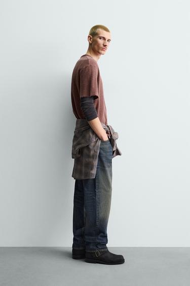 FADED KNIT T-SHIRT - Red by Zara - Image 3