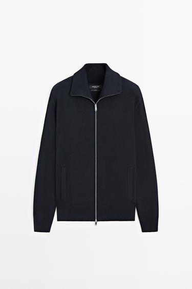 Cardigan 100 % coton zippé - Bleu marine de Zara - Image 0